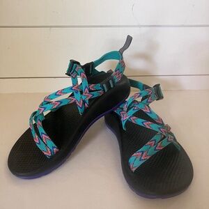 Big Kid's, Size 5 Teal, Pink and Blue Chacos